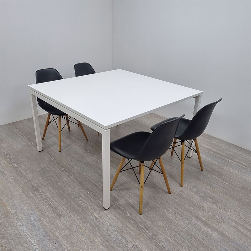 Table de réunion carrée L145 Blanc