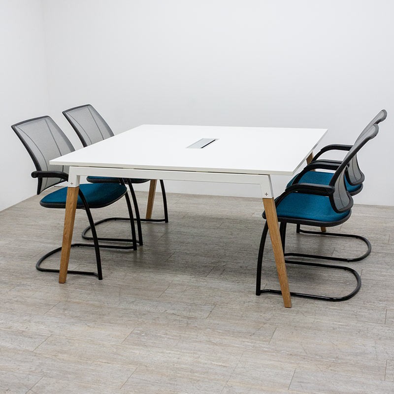 Table de réunion L160 Blanc / Bois