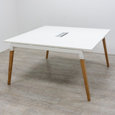 Table de réunion L160 Blanc / Bois