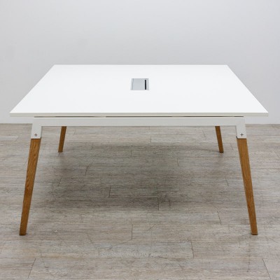 Table de réunion L160 Blanc / Bois