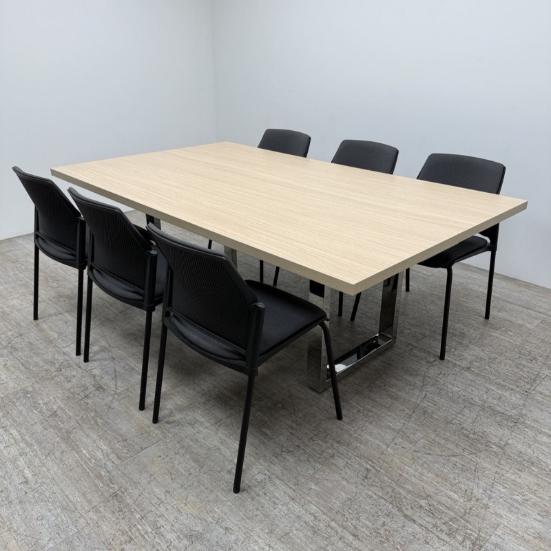 Table de réunion L200 Chêne Chrome