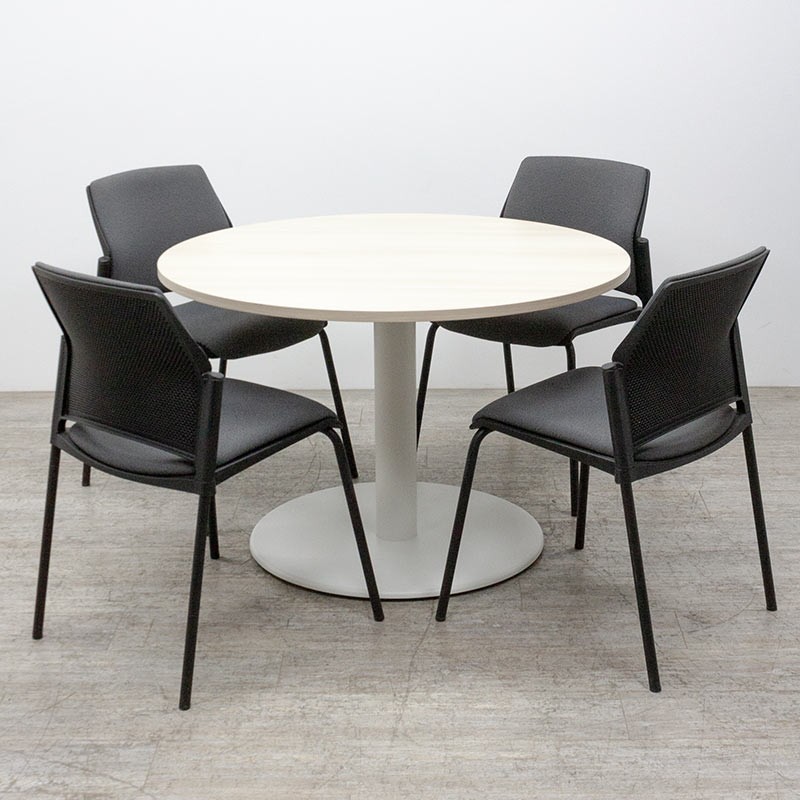 Table ronde Ø110 Acacia / Blanc