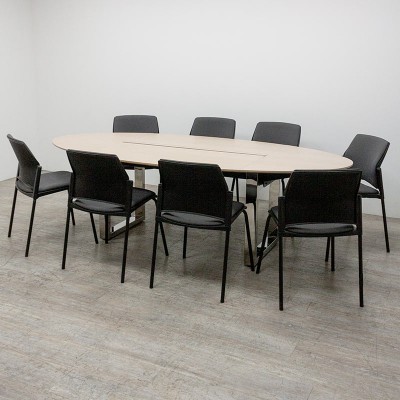 Table de réunion L240 Chêne /Chromé