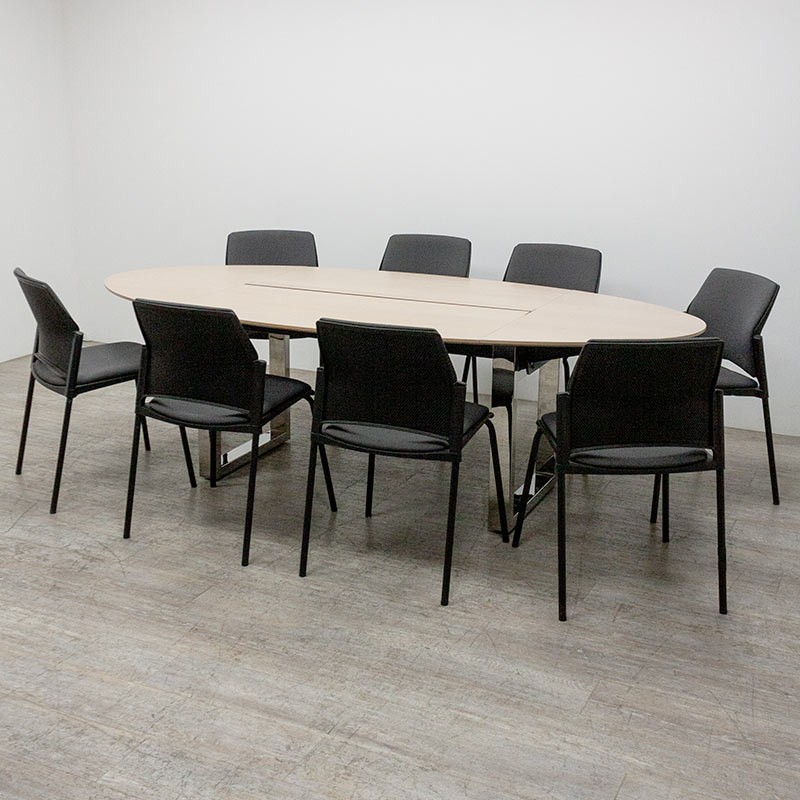 Table de réunion L240 Chêne /Chromé