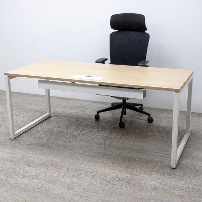 Bureau droit L180 Chêne / Blanc