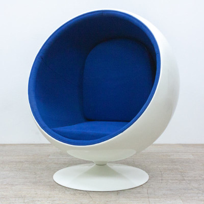 Fauteuil oeuf pivotant Bleu / Blanc