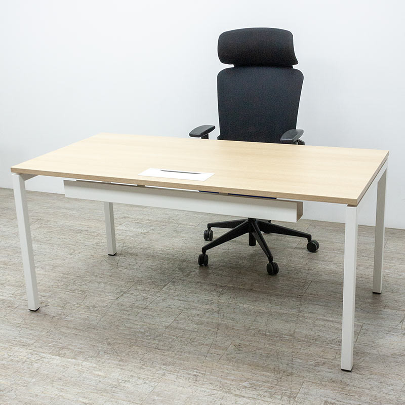 Bureau droit L160 Blanc / Chêne