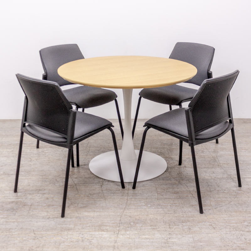 MDM Table ronde Ø100 Chêne / Blanc