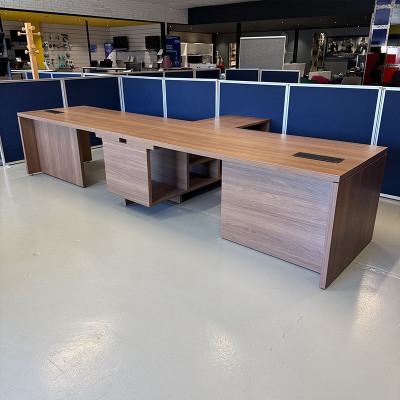 Bureau direction d'occasion reconditionné double L380 Noyer