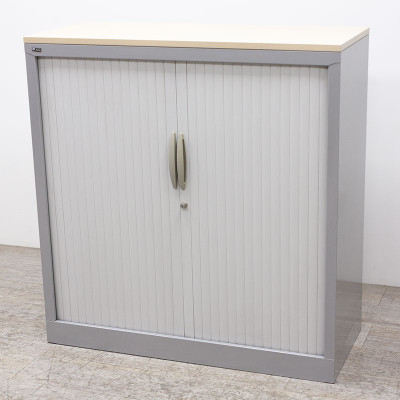 Armoire basse L100 Gris / Bouleau
