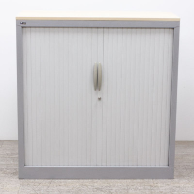Armoire basse L100 Gris / Bouleau