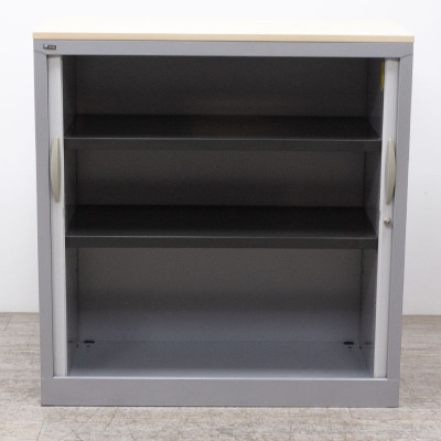 Armoire basse L100 Gris / Bouleau