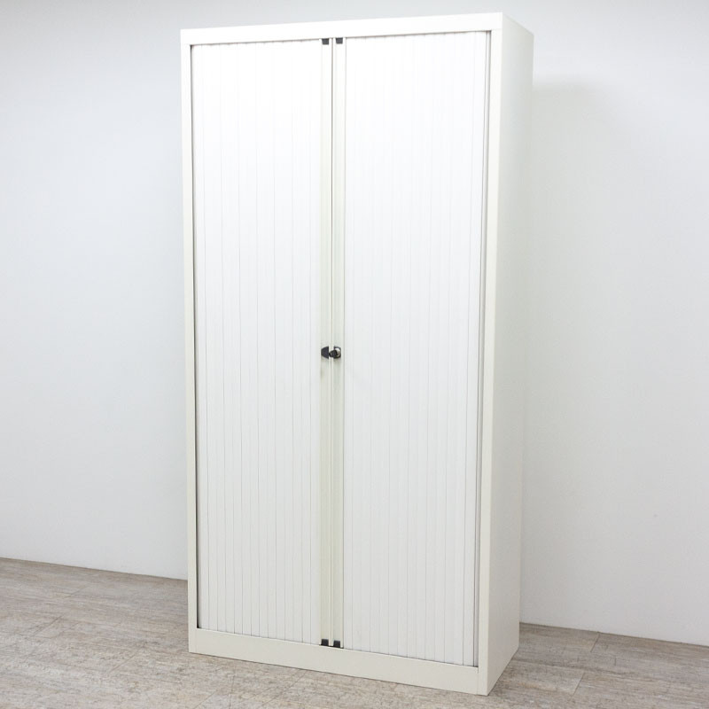 Armoire haute à rideaux L100 Blanc