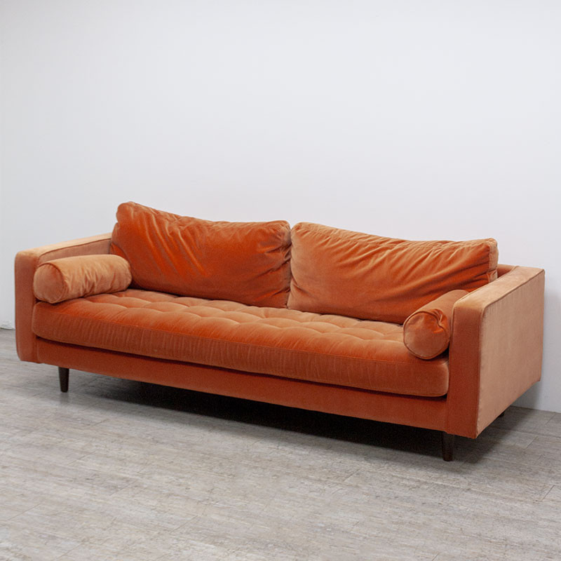 Canapé tissu velours Orange
