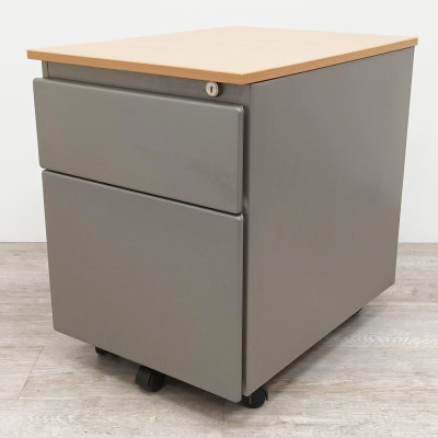 Steelcase 2 tiroirs Bronze / Hêtre