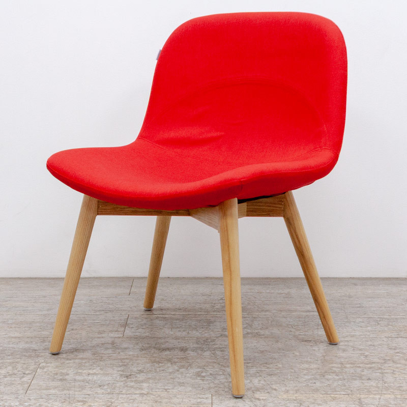 MEELOA Chaise en tissu Rouge / Bois