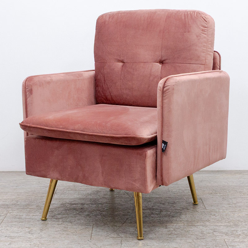 BAÏTA Fauteuil en velours Rose/Doré