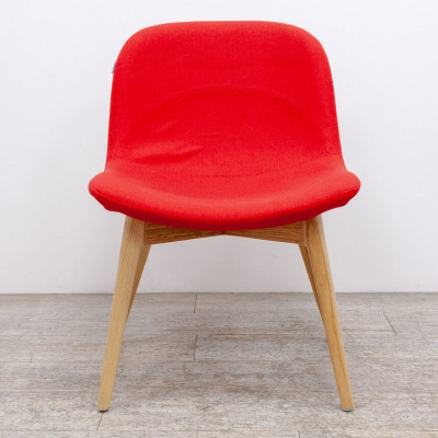 MEELOA Chaise en tissu Rouge / Bois