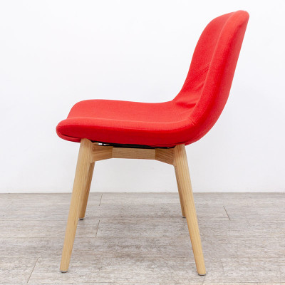 MEELOA Chaise en tissu Rouge / Bois