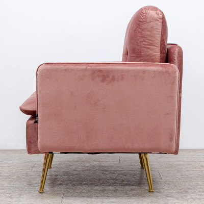 BAÏTA Fauteuil en velours Rose/Doré