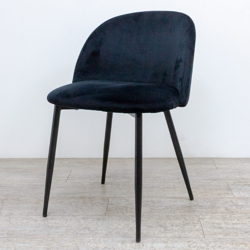 Chaise 4 pieds en velours Noir