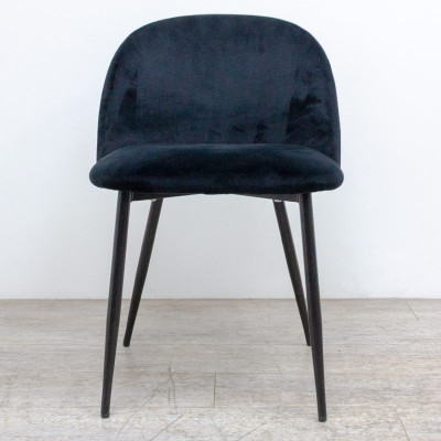 Chaise 4 pieds en velours Noir