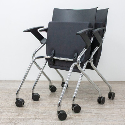 Chaise de conférence reconditionnée SEDUS Flip Flap Noir / Chromé