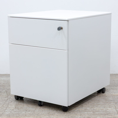 Caisson 2 tiroirs blanc avec Clé