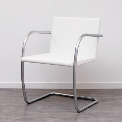 Chaise KNOLL BRNO cuir VOLO blanc