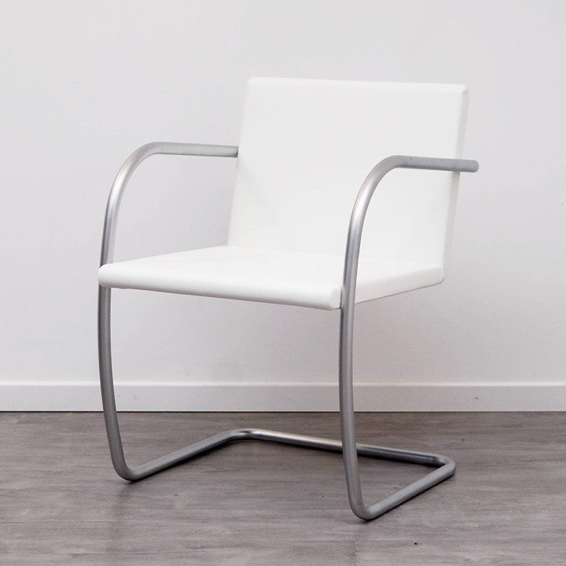 Chaise KNOLL BRNO cuir VOLO blanc