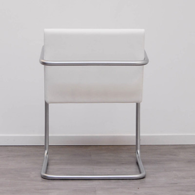 Chaise KNOLL BRNO cuir VOLO blanc