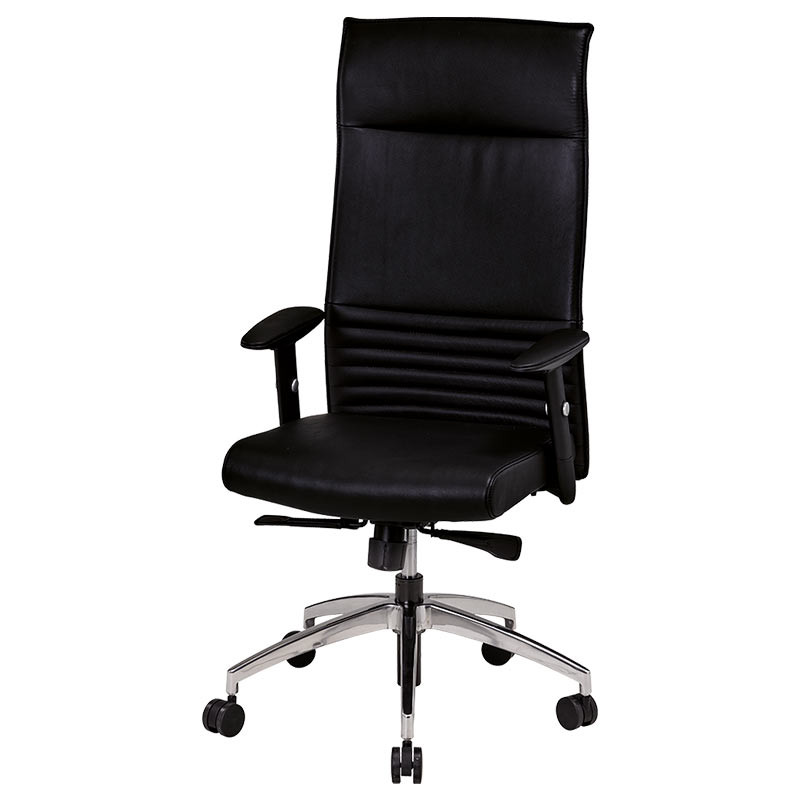 Rome en cuir noir avec dossier haut