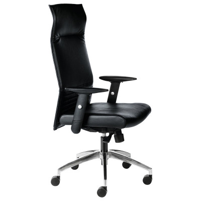 Rome en cuir noir avec dossier haut