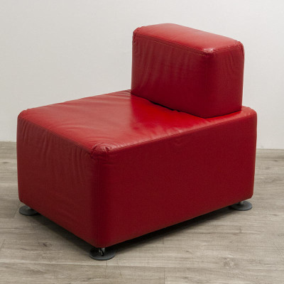 Pouf Steelcase en cuir Rouge