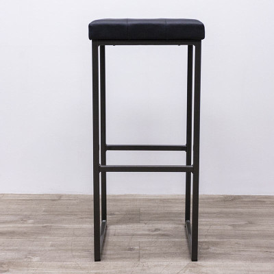 Tabouret carré en simili cuir Noir