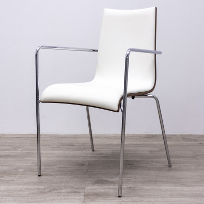 Chaise 4 pieds ronds Simili Blanc 