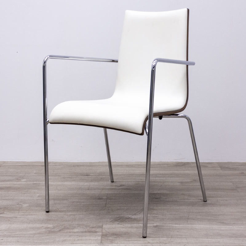 Chaise 4 pieds ronds Simili Blanc 