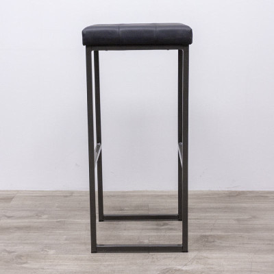 Tabouret carré en simili cuir Noir