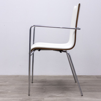 Chaise 4 pieds ronds Simili Blanc 