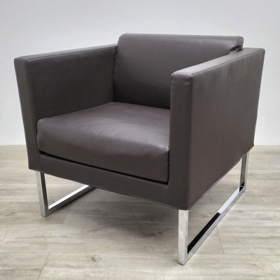 Fauteuil Tacchini en cuir Brun