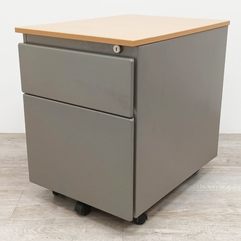 Steelcase 2 tiroirs Bronze / Hêtre