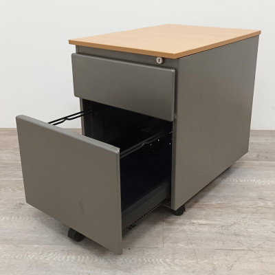 Steelcase 2 tiroirs Bronze / Hêtre