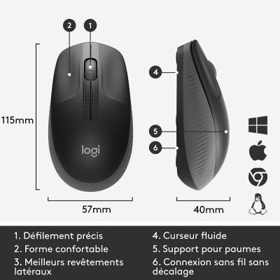 LOGITECH M190 Charbon