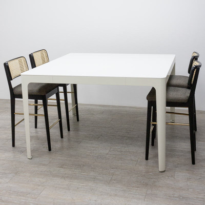 Table haute carrée L140 Blanc