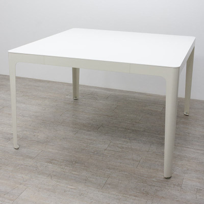 Table haute carrée L140 Blanc