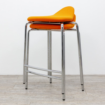 Tabouret en tissu Orange / Chromé