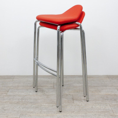 Tabouret haut tissu Rouge / Chromé