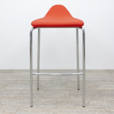 Tabouret haut tissu Rouge / Chromé