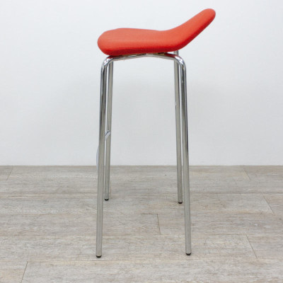 Tabouret haut tissu Rouge / Chromé