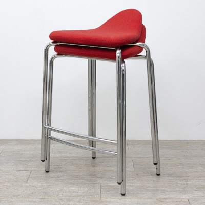 Tabouret en tissu Rouge / Chromé